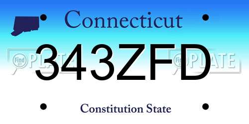 343ZFD Connecticut License Plate
