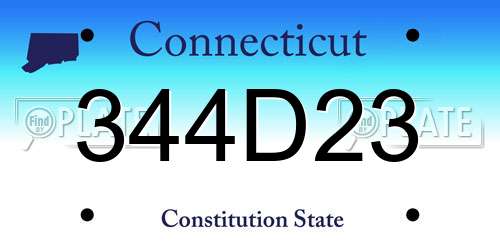 344D23 Connecticut License Plate