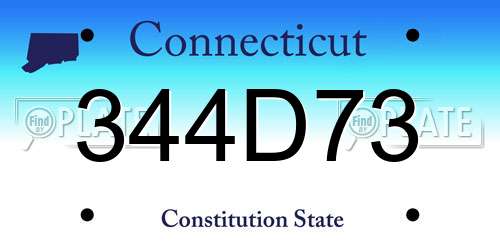 344D73 Connecticut License Plate