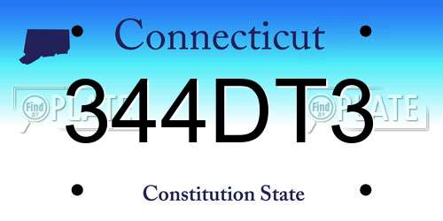 344DT3 Connecticut License Plate