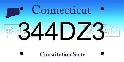 344DZ3 Connecticut License Plate