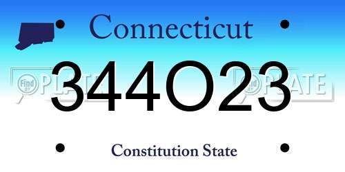 344O23 Connecticut License Plate