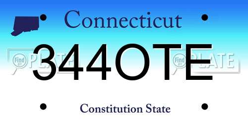 344OTE Connecticut License Plate