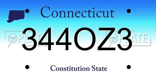 344OZ3 Connecticut License Plate
