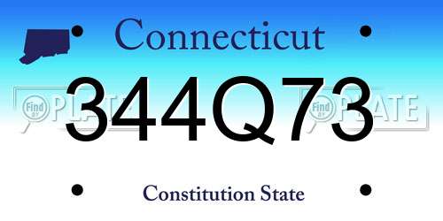 344Q73 Connecticut License Plate