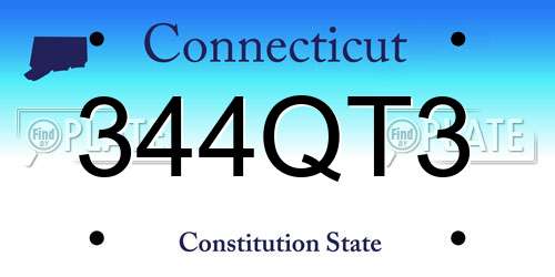 344QT3 Connecticut License Plate