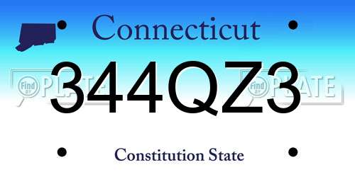 344QZ3 Connecticut License Plate