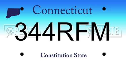 344RFM Connecticut License Plate