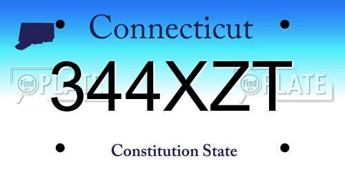 344XZT Connecticut License Plate