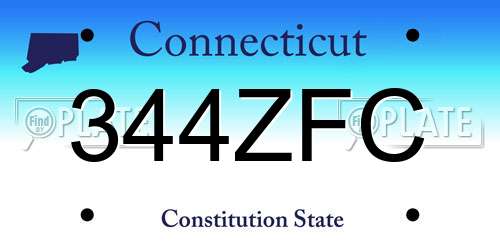 344ZFC Connecticut License Plate