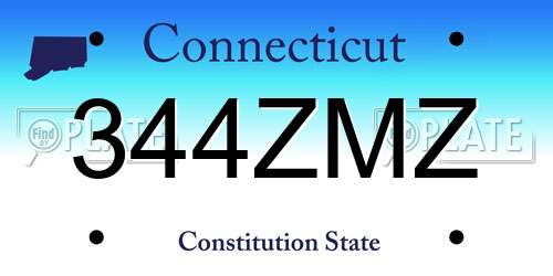 344ZMZ Connecticut License Plate