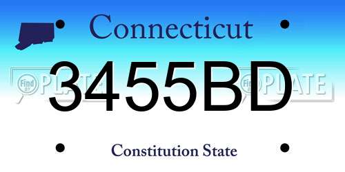 3455BD Connecticut License Plate