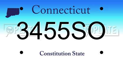 3455SO Connecticut License Plate
