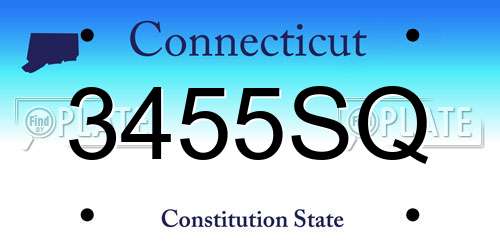 3455SQ Connecticut License Plate