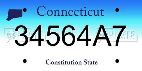 34564A7 Connecticut License Plate