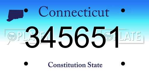 345651 Connecticut License Plate
