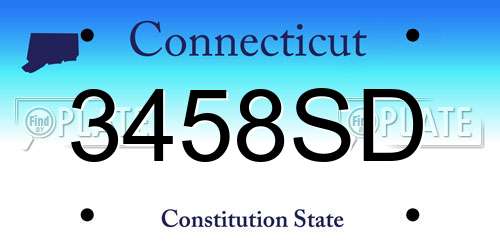 3458SD Connecticut License Plate