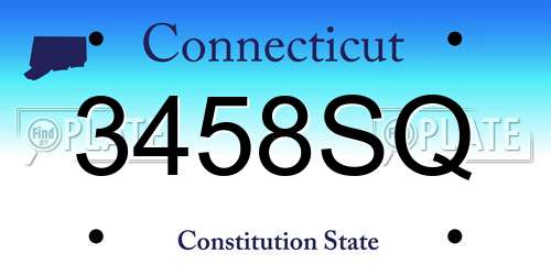 3458SQ Connecticut License Plate