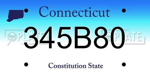 345B80 Connecticut License Plate