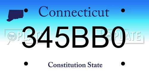 345BB0 Connecticut License Plate