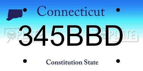 345BBD Connecticut License Plate