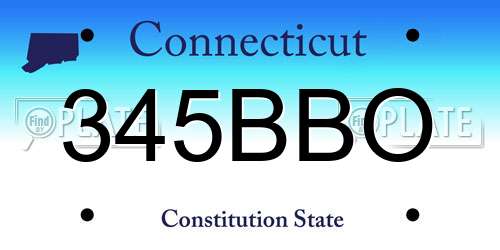 345BBO Connecticut License Plate