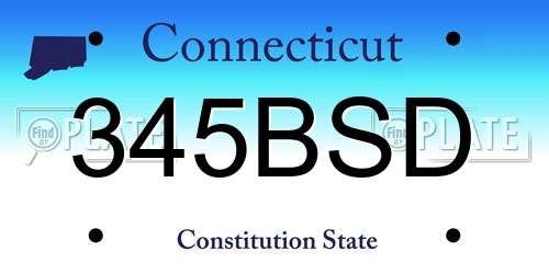 345BSD Connecticut License Plate