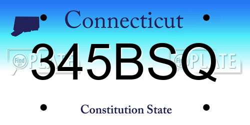 345BSQ Connecticut License Plate