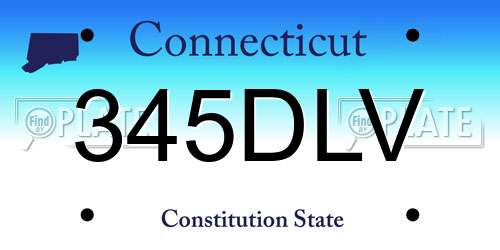 345DLV Connecticut License Plate