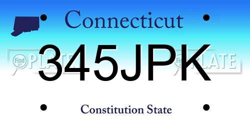 345JPK Connecticut License Plate