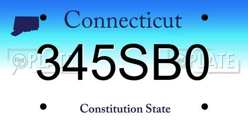345SB0 Connecticut License Plate