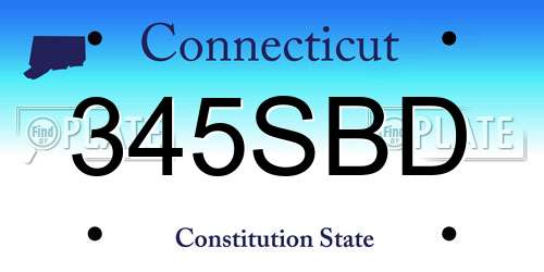 345SBD Connecticut License Plate