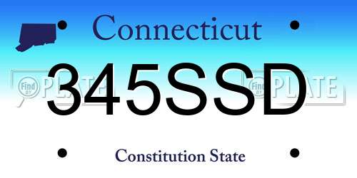 345SSD Connecticut License Plate