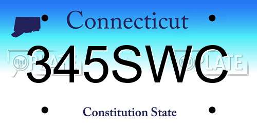 345SWC Connecticut License Plate