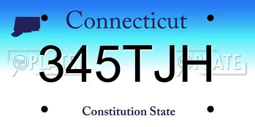 345TJH Connecticut License Plate
