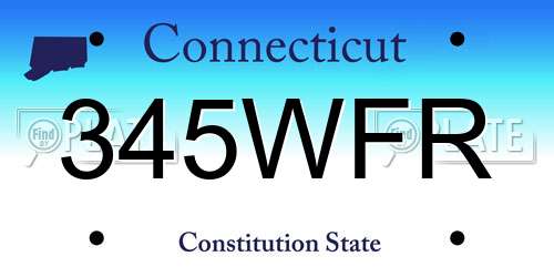 345WFR Connecticut License Plate