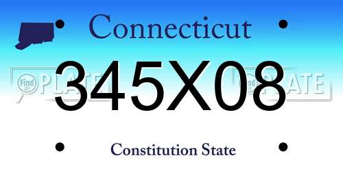 345X08 Connecticut License Plate