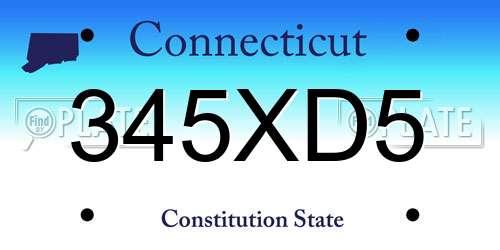 345XD5 Connecticut License Plate
