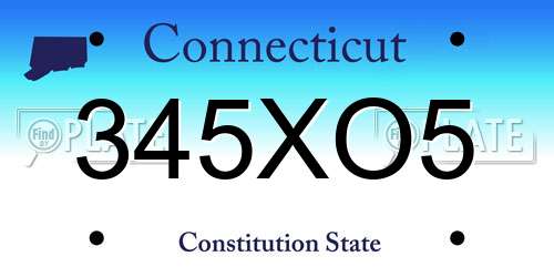 345XO5 Connecticut License Plate