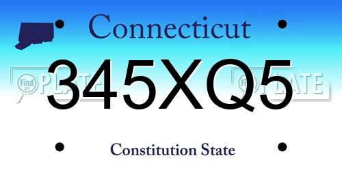 345XQ5 Connecticut License Plate