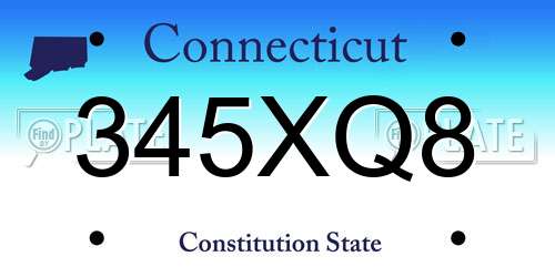 345XQ8 Connecticut License Plate