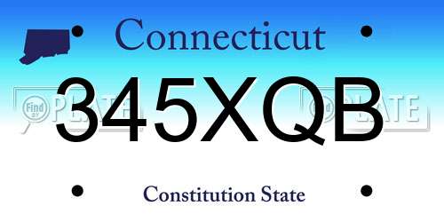 345XQB Connecticut License Plate