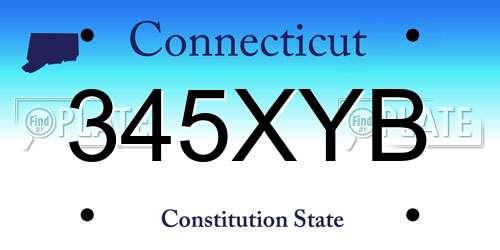 345XYB Connecticut License Plate