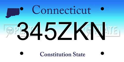 345ZKN Connecticut License Plate