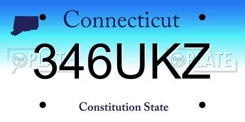 346UKZ Connecticut License Plate