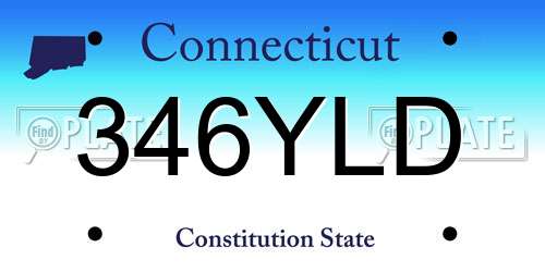 346YLD Connecticut License Plate
