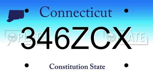 346ZCX Connecticut License Plate