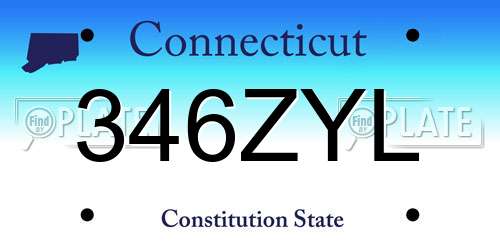 346ZYL Connecticut License Plate