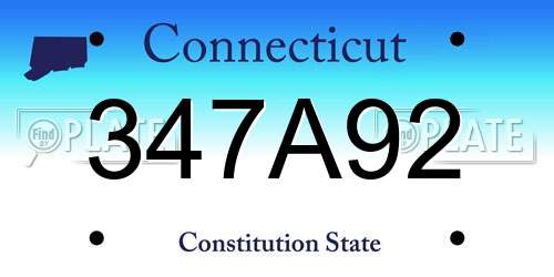 347A92 Connecticut License Plate