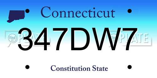 347DW7 Connecticut License Plate